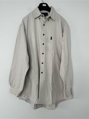Vtg Abercrombie & Fitch The Big Shirt Men XL Cream Heavy Workwear Cotton Flannel